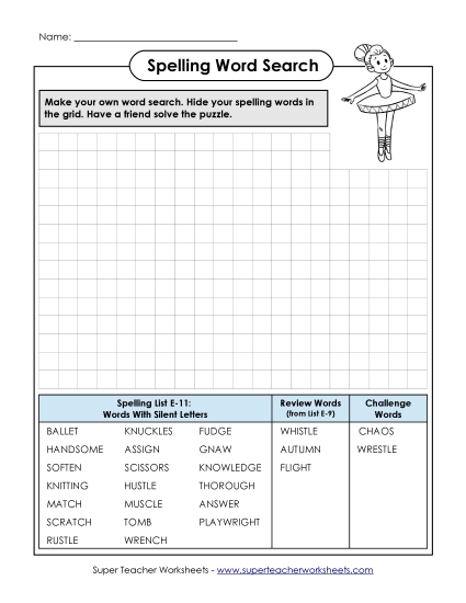 Printable Worksheets - Make-a-Search (E-11)