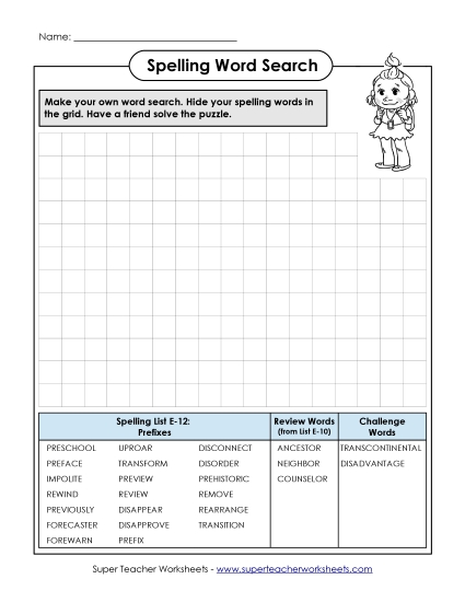 Printable Worksheets - Make-a-Search (E-12)