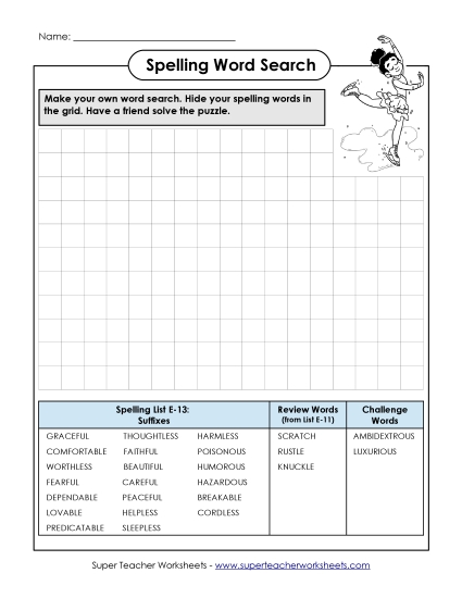 Printable Worksheets - Make-a-Search (E-13) Printable Worksheets - Make-a-Search (E-13)