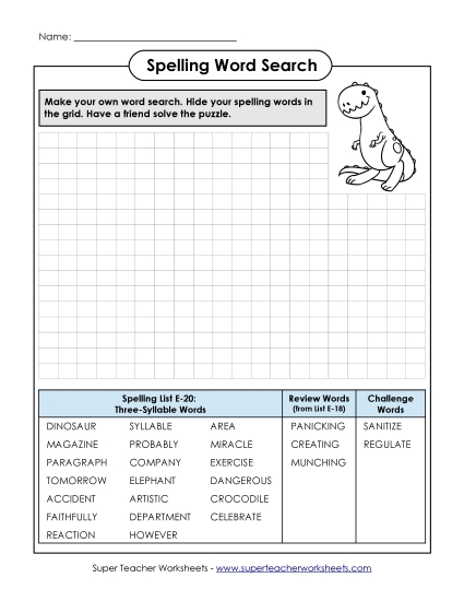 Printable Worksheets - Make-a-Search (E-20)