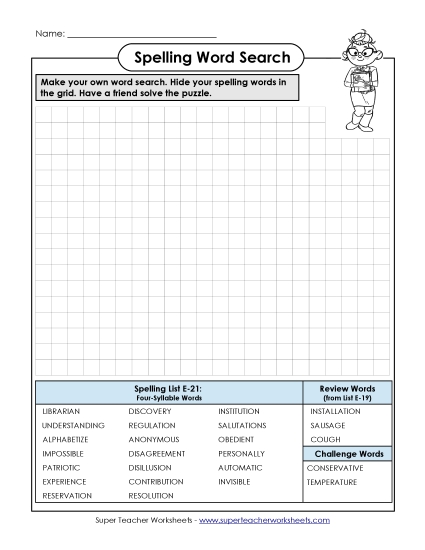 Printable Worksheets - Make-a-Search (E-21)