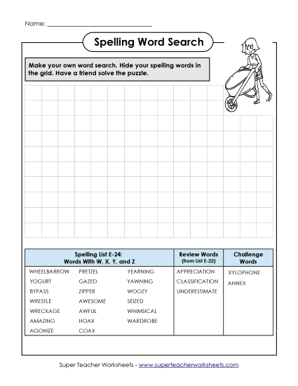 Printable Worksheets - Make-a-Search (E-24) Printable Worksheets - Make-a-Search (E-24)