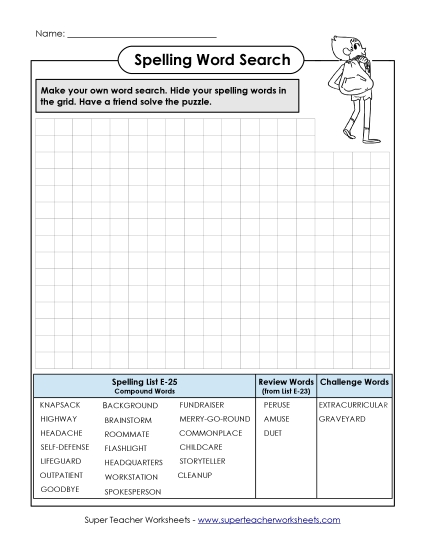 Printable Worksheets - Make-a-Search (E-25) Printable Worksheets - Make-a-Search (E-25)