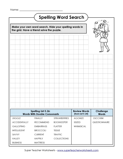 Printable Worksheets - Make-a-Search (E-26)