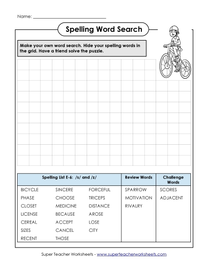 Printable Worksheets - Make-a-Search (E-6) Printable Worksheets - Make-a-Search (E-6)