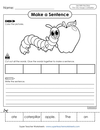Cut-and-Glue Activities - Make a Sentence (Apple)