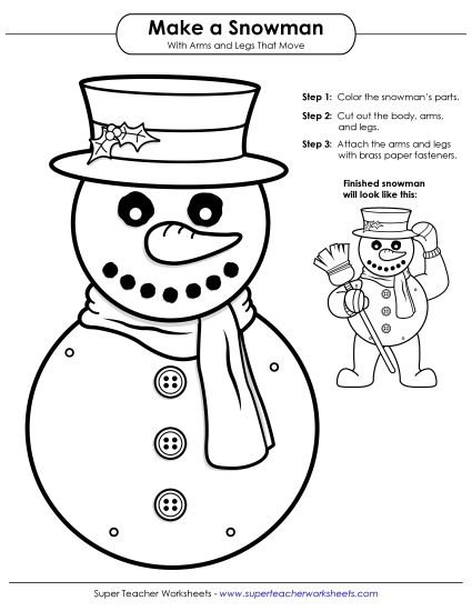 Winter Worksheets - Make a Snowman Craft