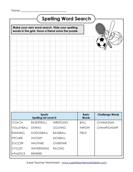 Worksheets and Activities - Make a Word Search 