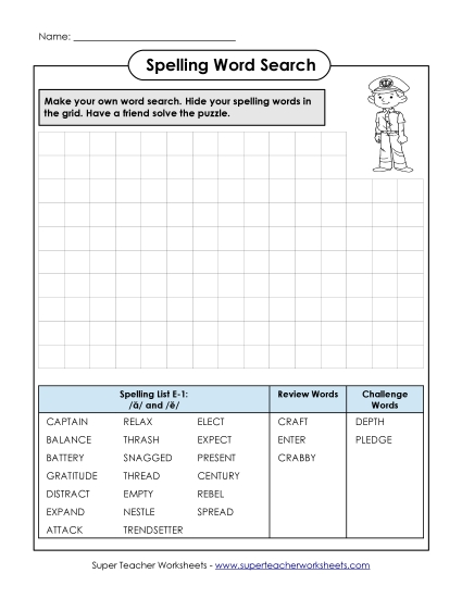 Worksheets and Puzzles - Make a Word Search (E-1) Worksheets and Puzzles - Make a Word Search (E-1)