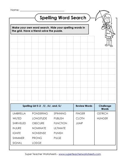 Worksheets and Puzzles - Make a Word Search (E-2) Worksheets and Puzzles - Make a Word Search (E-2)
