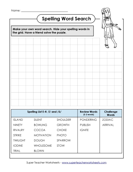 Printable Worksheets - Make a Word Search (E-4)