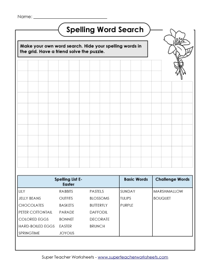 Worksheets and Puzzles - Make a Word Search (Easter) 