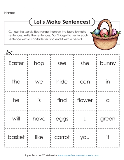 Build Sentences - Make Sentences: Easter Word Cards Build Sentences - Make Sentences: Easter Word Cards
