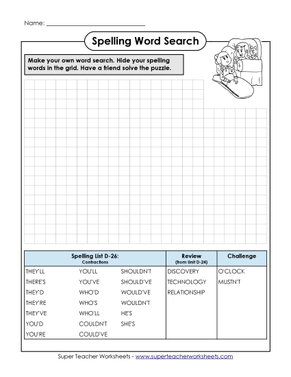 Worksheets - Make Your Own Word Search (D-26) Worksheets - Make Your Own Word Search (D-26)