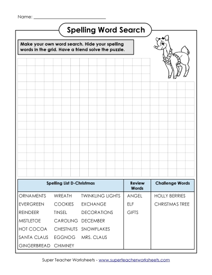 Flashcards - Make Your Own Word Search (D-Christmas) 