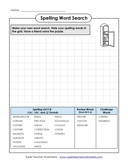 Printable Worksheets - Make Your Own Word Search (E-8) Printable Worksheets - Make Your Own Word Search (E-8)