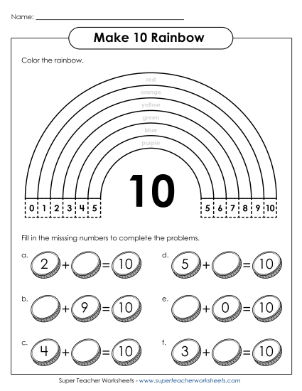 Worksheets - Making 10: Rainbow Worksheet Worksheets - Making 10: Rainbow Worksheet