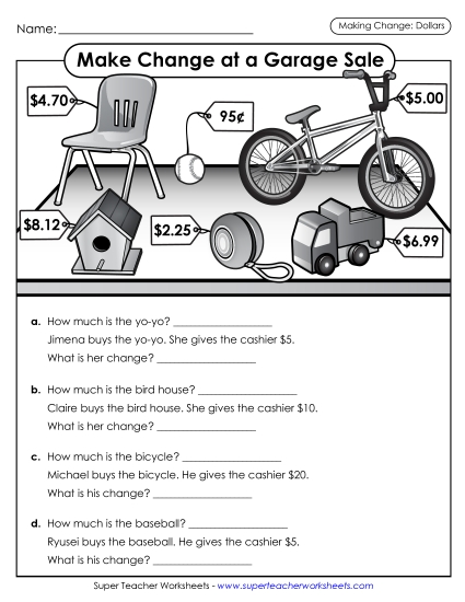 Level: Advanced $1.00 and Up - Making Change: Garage Sale (Dollars) Level: Advanced $1.00 and Up - Making Change: Garage Sale (Dollars)