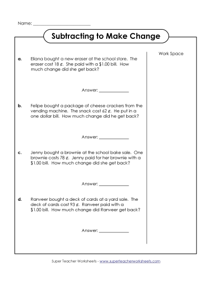 Level: Basic $1.00 and Under - Making Change: Subtracting Amounts Under a Dollar Level: Basic $1.00 and Under - Making Change: Subtracting Amounts Under a Dollar