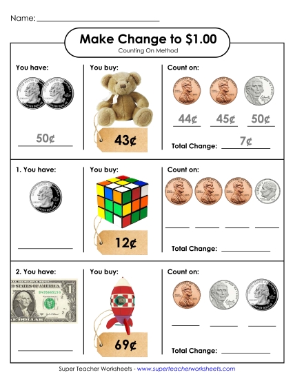 Level: Basic $1.00 and Under - Making Change to $1 Counting On Method Level: Basic $1.00 and Under - Making Change to $1 Counting On Method