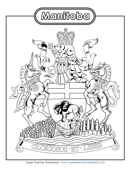 Flag and Coat of Arms - Manitoba Coat of Arms (Black & White)