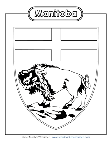 Flag and Coat of Arms - Manitoba Escutcheon (Black & White)