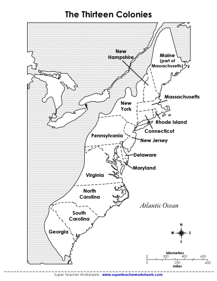 Maps - Map of Colonial America (Labeled)