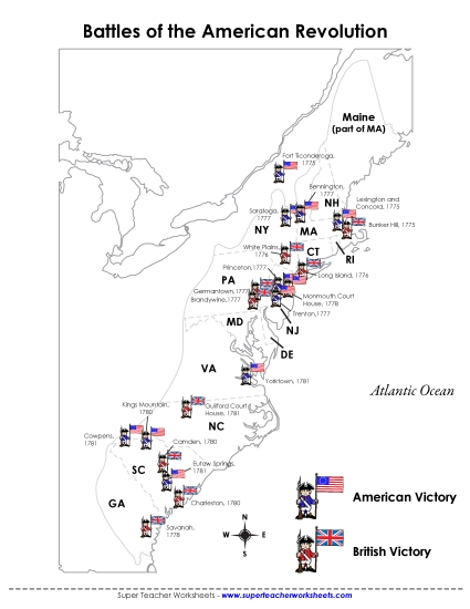 Maps - Map of Revolutionary War Battles Maps - Map of Revolutionary War Battles