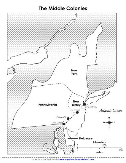 Maps - Map of the Middle Colonies