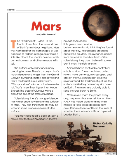 Articles with Questions - Mars Article & Questions Articles with Questions - Mars Article & Questions