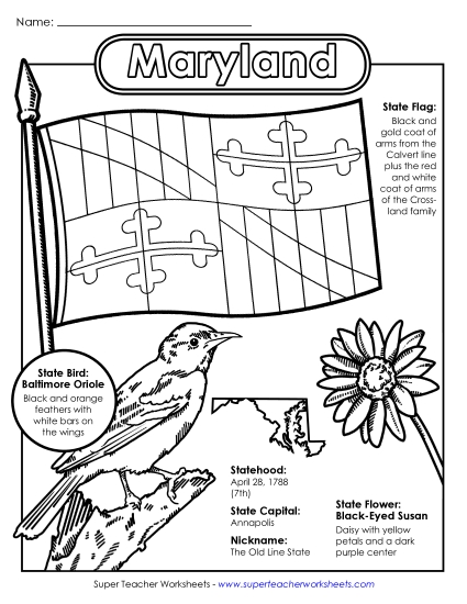 Symbols - Maryland State Symbols Coloring Page