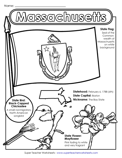 Symbols - Massachusetts State Symbols Coloring Page Symbols - Massachusetts State Symbols Coloring Page