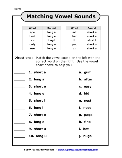 Matching Vowel Sounds