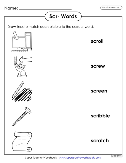 Worksheets - Matching Worksheet (Scr- Words) Worksheets - Matching Worksheet (Scr- Words)