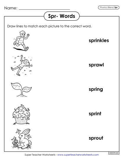 Worksheets - Matching Worksheet (Spr- Words)