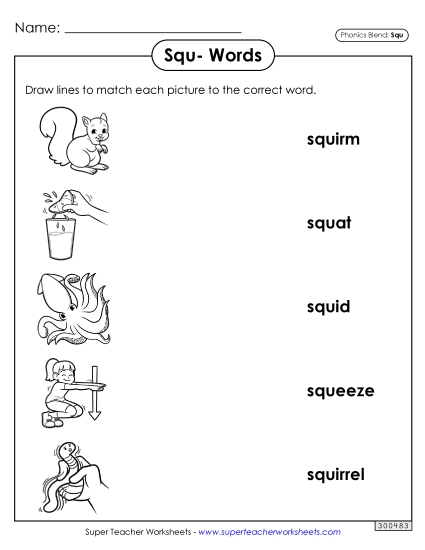 Worksheets - Matching Worksheet (Squ- Words) Worksheets - Matching Worksheet (Squ- Words)
