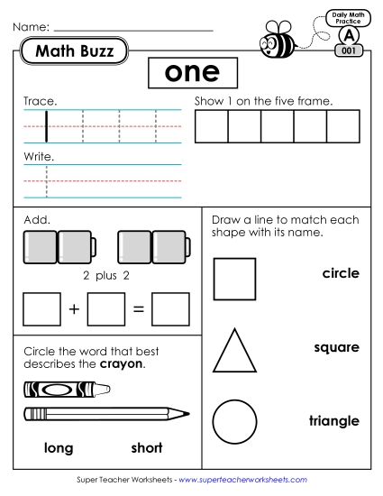 Math Buzz: Week 1 Worksheets 1 through 5 Math Buzz: Week 1 Worksheets 1 through 5