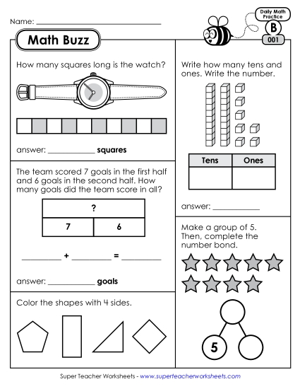 Math Buzz: Week 1 Worksheets 1 through 5 Math Buzz: Week 1 Worksheets 1 through 5