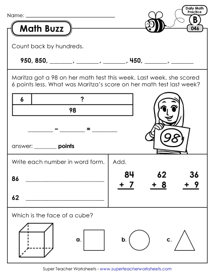 Math Buzz: Week 10 Worksheets 46 through 50 Math Buzz: Week 10 Worksheets 46 through 50
