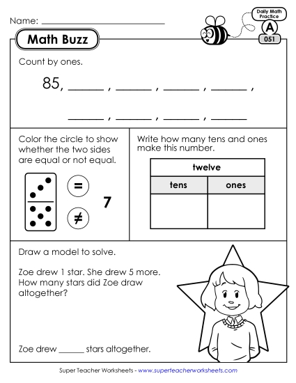 Math Buzz: Week 11 Worksheets 51 through 55