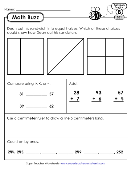 Math Buzz: Week 11 Worksheets 51 through 55 Math Buzz: Week 11 Worksheets 51 through 55