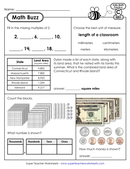 Math Buzz: Week 11 Worksheets 51 through 55 Math Buzz: Week 11 Worksheets 51 through 55