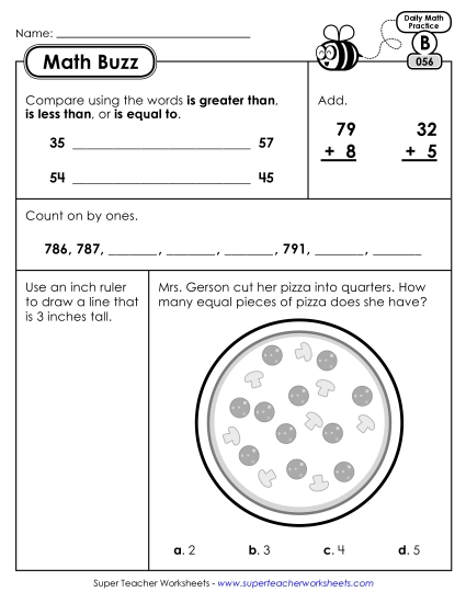 Math Buzz: Week 12 Worksheets 56 through 60 Math Buzz: Week 12 Worksheets 56 through 60