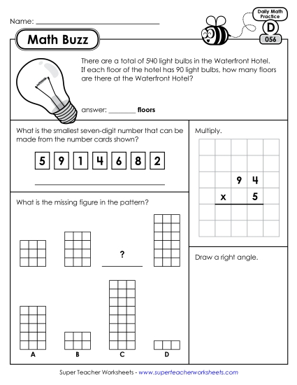 Math Buzz: Week 12 Worksheets 56 through 60 Math Buzz: Week 12 Worksheets 56 through 60