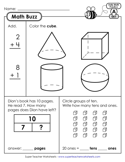 Math Buzz: Week 13 Worksheets 61 through 65