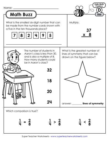 Math Buzz: Week 14 Worksheets 66 through 70 Math Buzz: Week 14 Worksheets 66 through 70