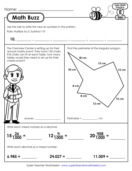 Math Buzz: Week 14 Worksheets 66 through 70