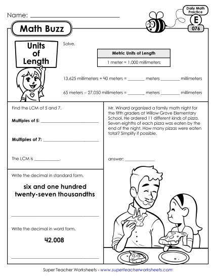 Math Buzz: Week 16 Worksheets 76 through 80