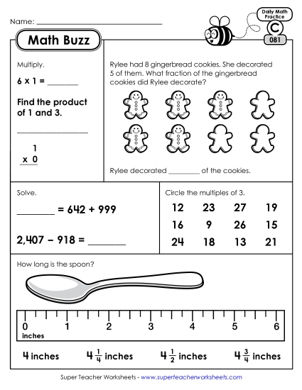 Math Buzz: Week 17 Worksheets 81 through 85 Math Buzz: Week 17 Worksheets 81 through 85