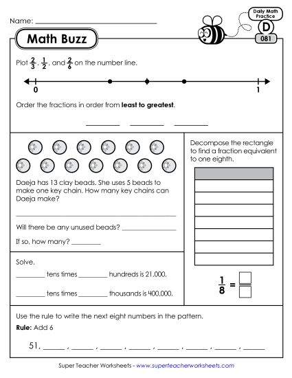Math Buzz: Week 17 Worksheets 81 through 85 Math Buzz: Week 17 Worksheets 81 through 85